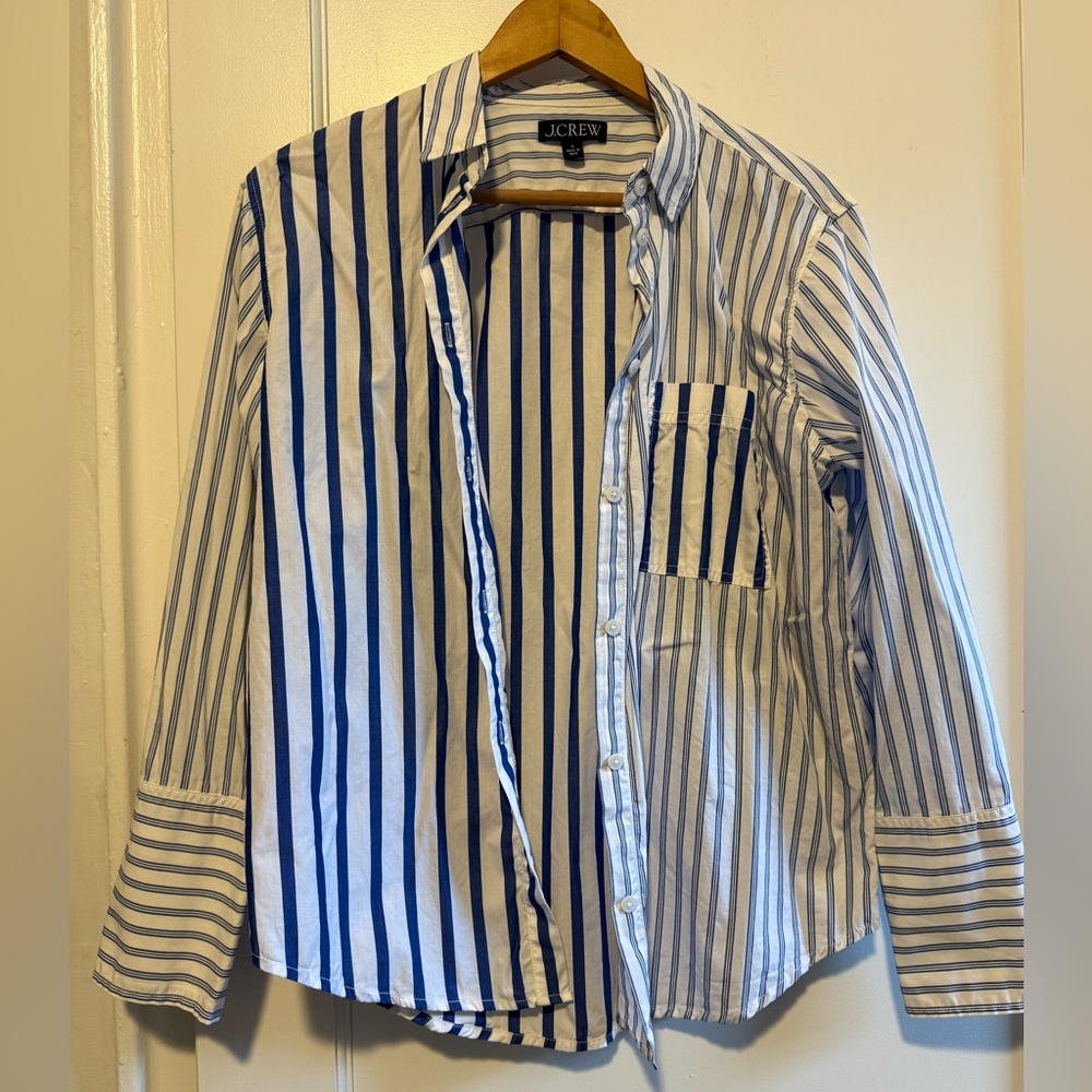 J. Crew Blue and White Casual Button Down Shirt